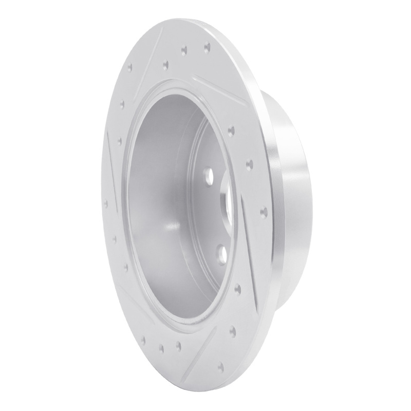 Lexus ES350 Brake Rotor (1) - Rear Right - R1 Concepts - Drilled & Slotted - Silver - `07-`12